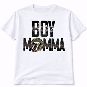Boy Momma Graphic T Shirt Trendy Boutique Style Tee Womens Gift White
